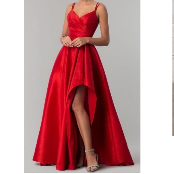 ALYCE PARIS Red Prom Dress Cursty High Slit In Front Double Strap in Back Size 4 - Picture 1 of 17